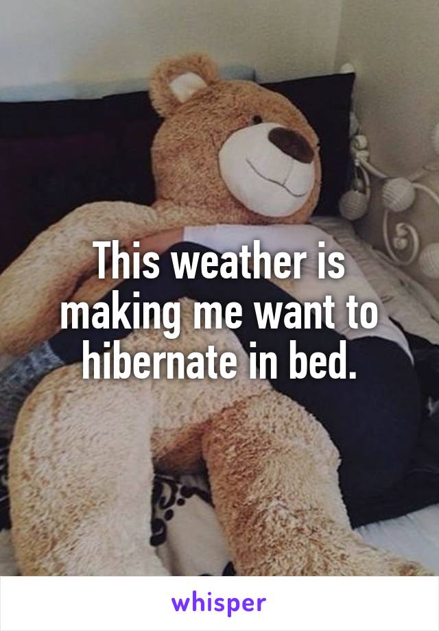 This weather is making me want to hibernate in bed.