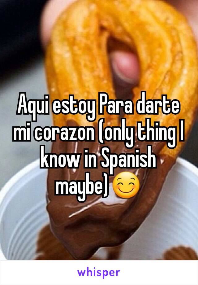 Aqui estoy Para darte mi corazon (only thing I know in Spanish maybe)😊