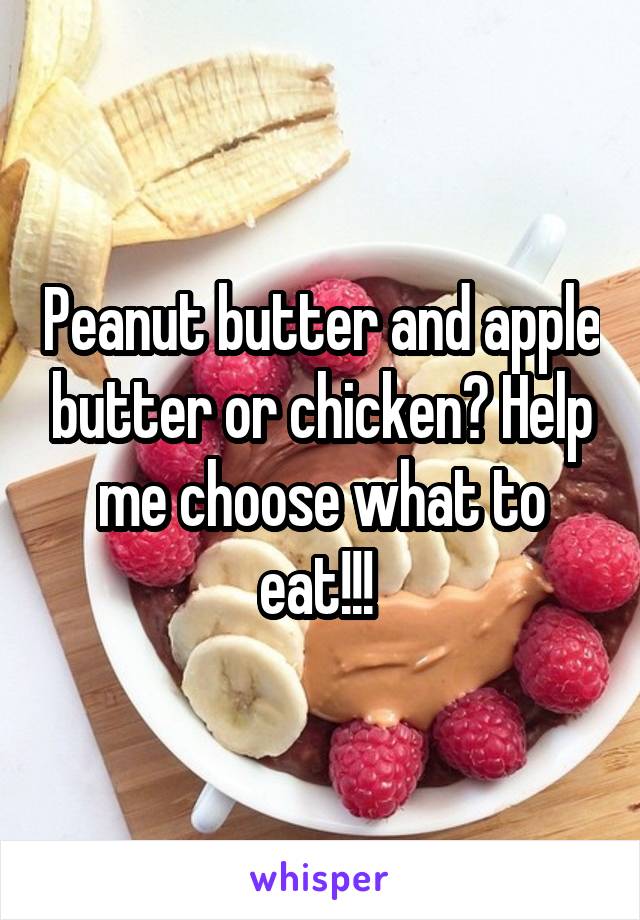 Peanut butter and apple butter or chicken? Help me choose what to eat!!! 