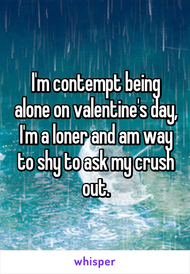 I'm contempt being alone on valentine's day, I'm a loner and am way to shy to ask my crush out.