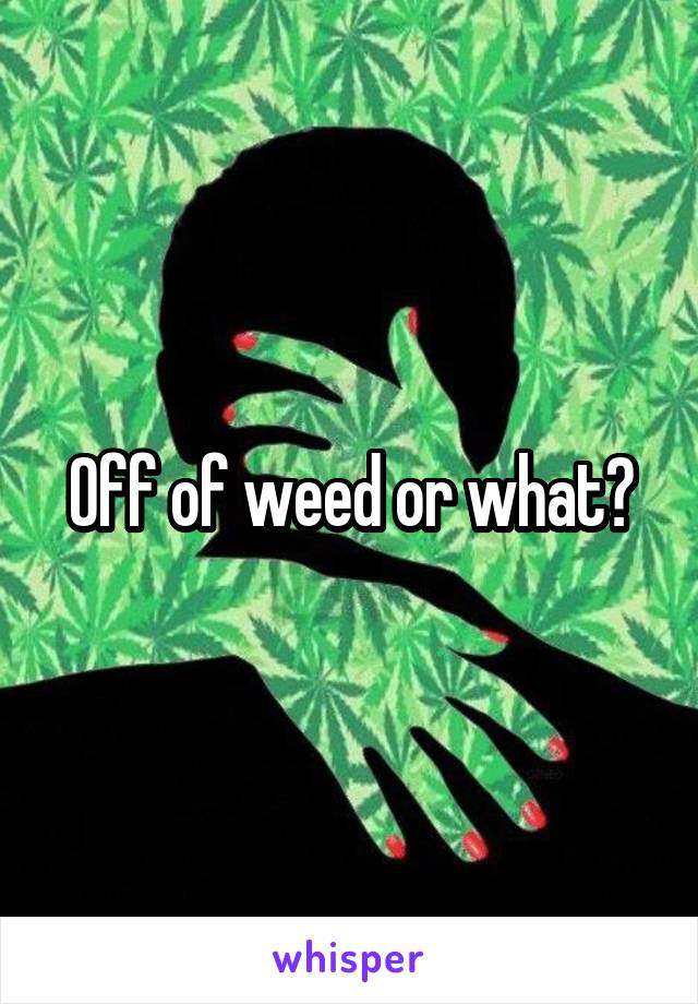 Off of weed or what?