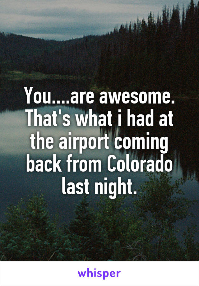You....are awesome. That's what i had at the airport coming back from Colorado last night.
