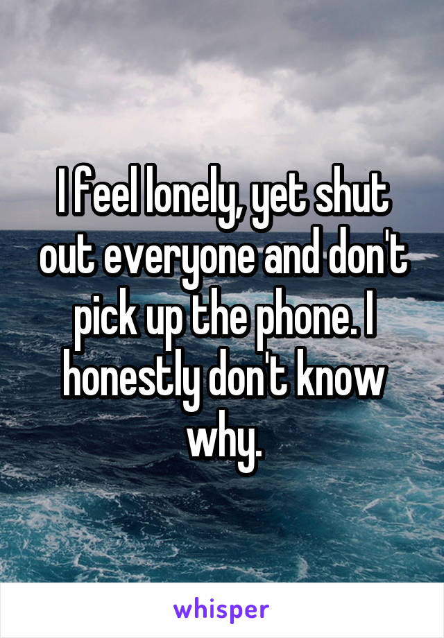 I feel lonely, yet shut out everyone and don't pick up the phone. I honestly don't know why.