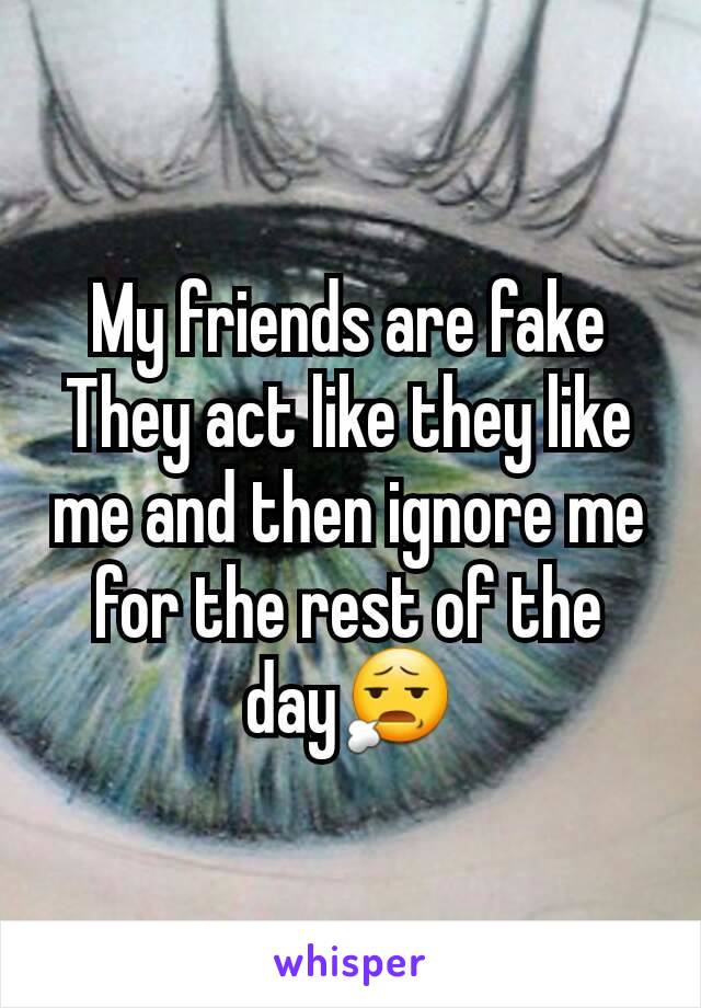 My friends are fake
They act like they like me and then ignore me for the rest of the day😧
