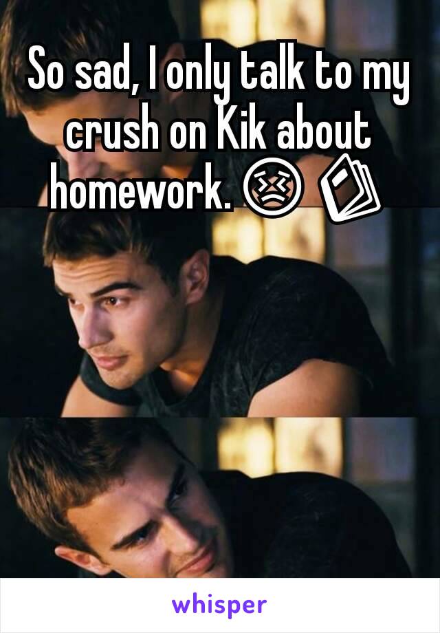So sad, I only talk to my crush on Kik about homework.😣📓