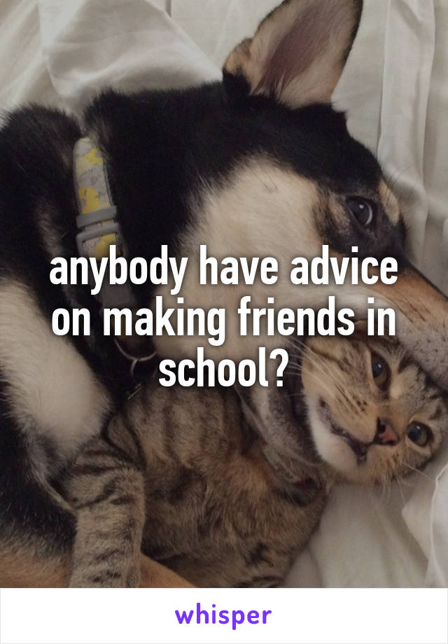 anybody have advice on making friends in school?