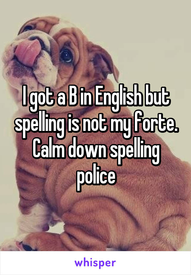 I got a B in English but spelling is not my forte. Calm down spelling police