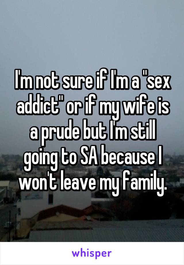 I'm not sure if I'm a "sex addict" or if my wife is a prude but I'm still going to SA because I won't leave my family.