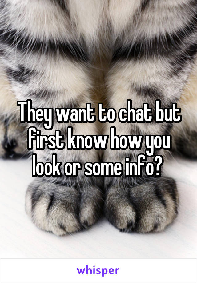 They want to chat but first know how you look or some info? 