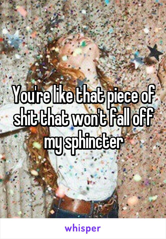 You're like that piece of shit that won't fall off my sphincter