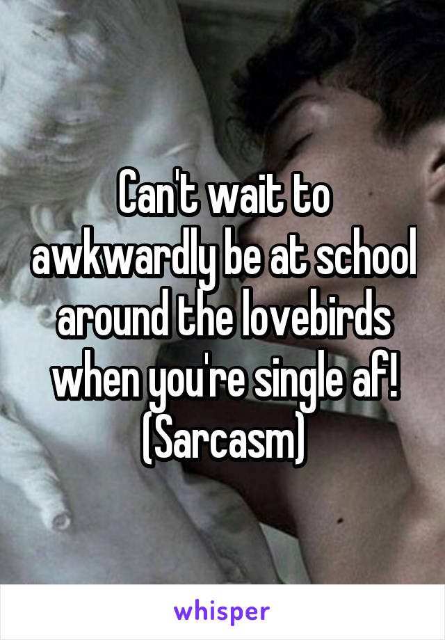 Can't wait to awkwardly be at school around the lovebirds when you're single af! (Sarcasm)
