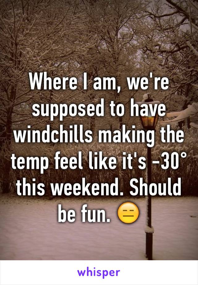 Where I am, we're supposed to have windchills making the temp feel like it's -30° this weekend. Should be fun. 😑