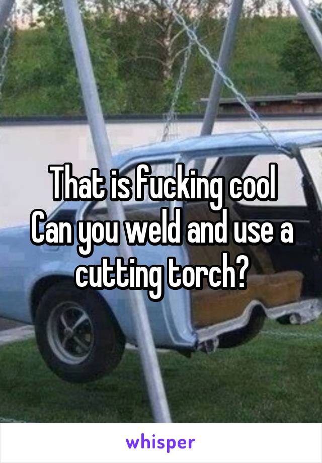 That is fucking cool
Can you weld and use a cutting torch?