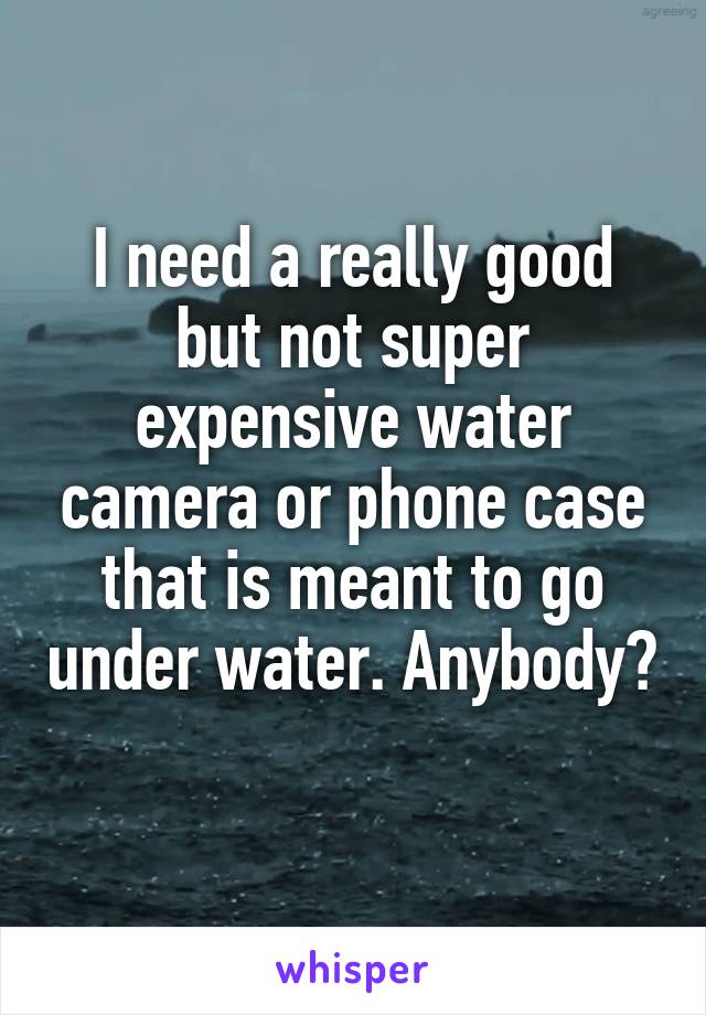I need a really good but not super expensive water camera or phone case that is meant to go under water. Anybody? 