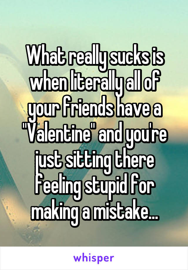 What really sucks is when literally all of your friends have a "Valentine" and you're just sitting there feeling stupid for making a mistake...