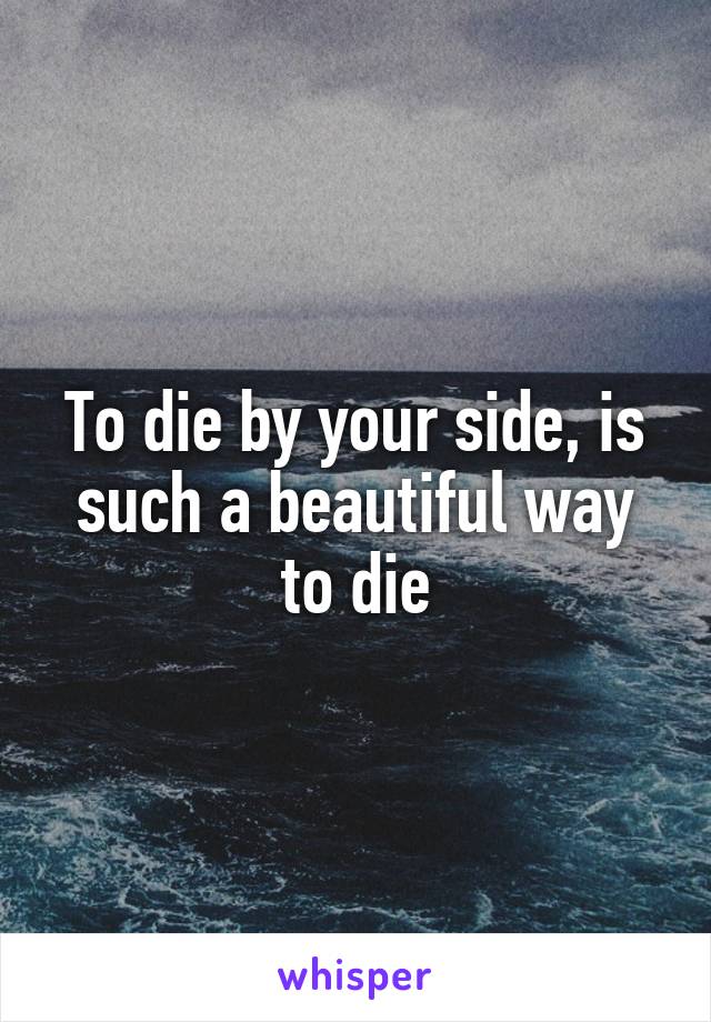 To die by your side, is such a beautiful way to die