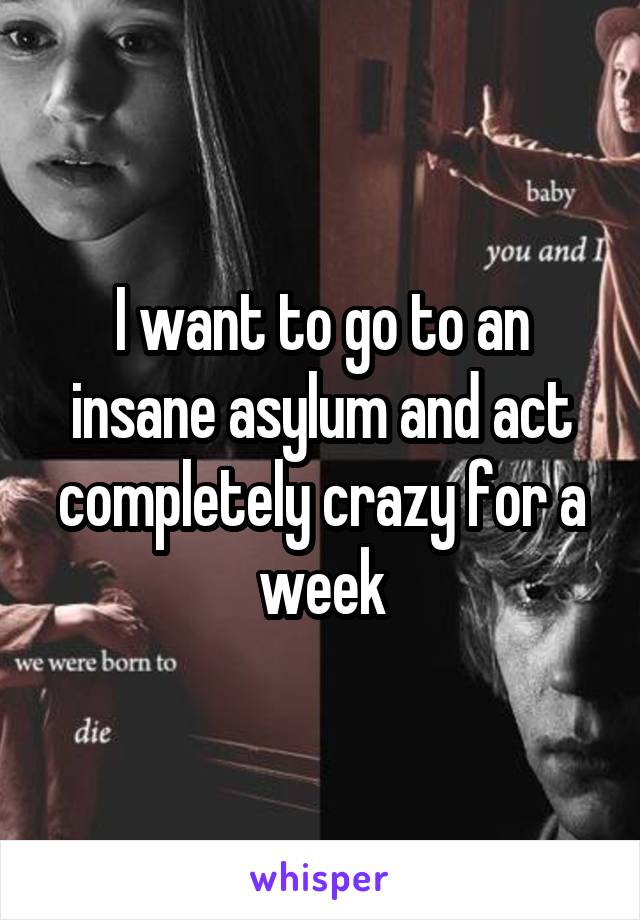 I want to go to an insane asylum and act completely crazy for a week