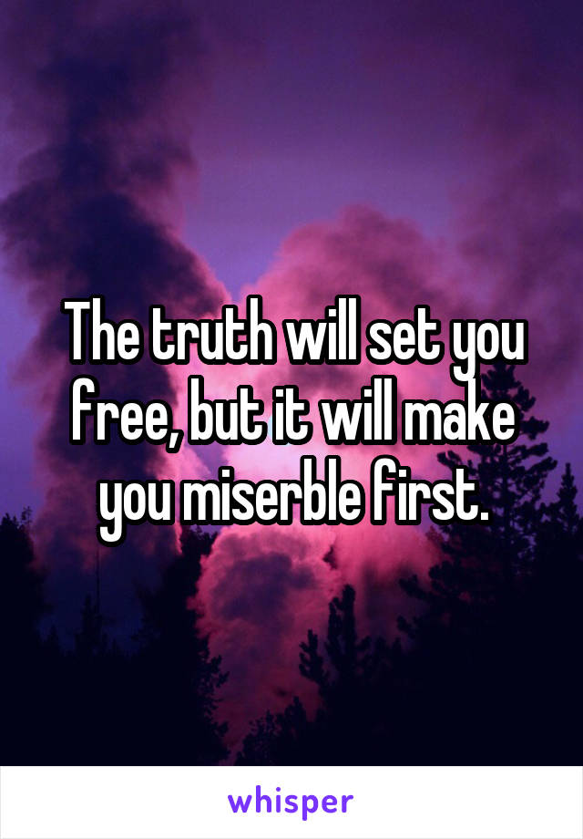 The truth will set you free, but it will make you miserble first.