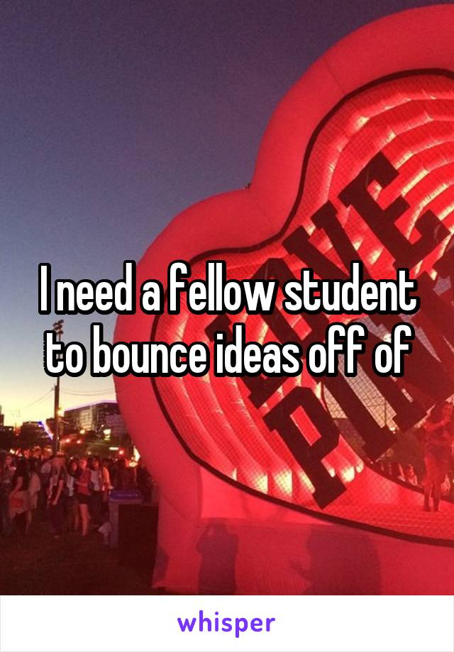 I need a fellow student to bounce ideas off of