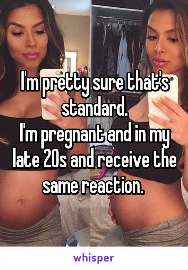 I'm pretty sure that's standard.
I'm pregnant and in my late 20s and receive the same reaction. 