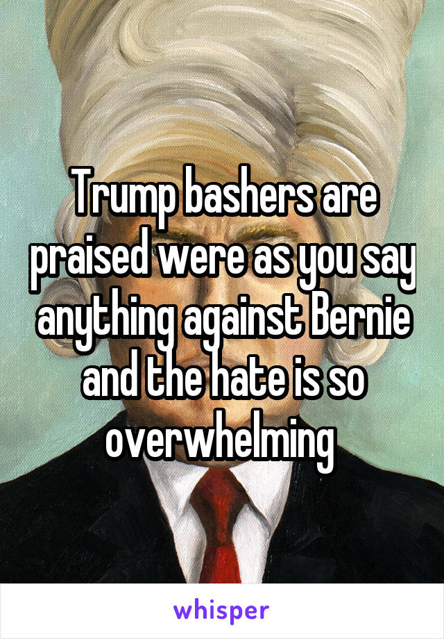 Trump bashers are praised were as you say anything against Bernie and the hate is so overwhelming 