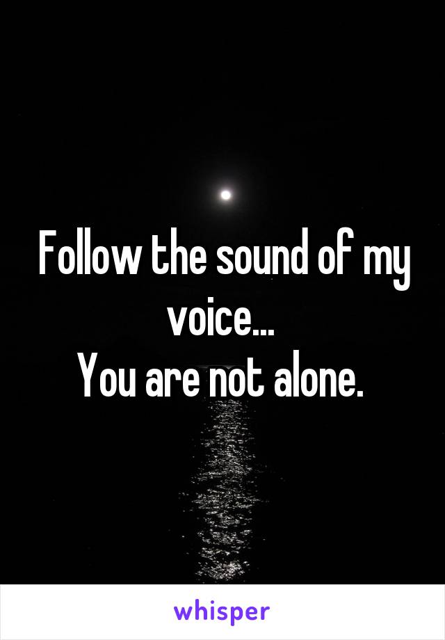 Follow the sound of my voice... 
You are not alone. 