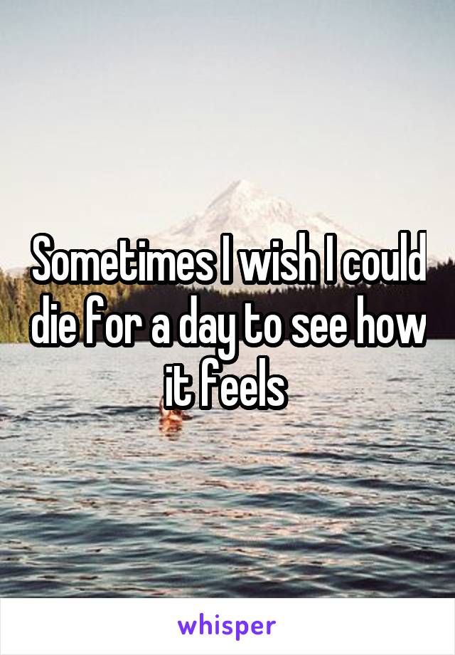 Sometimes I wish I could die for a day to see how it feels 