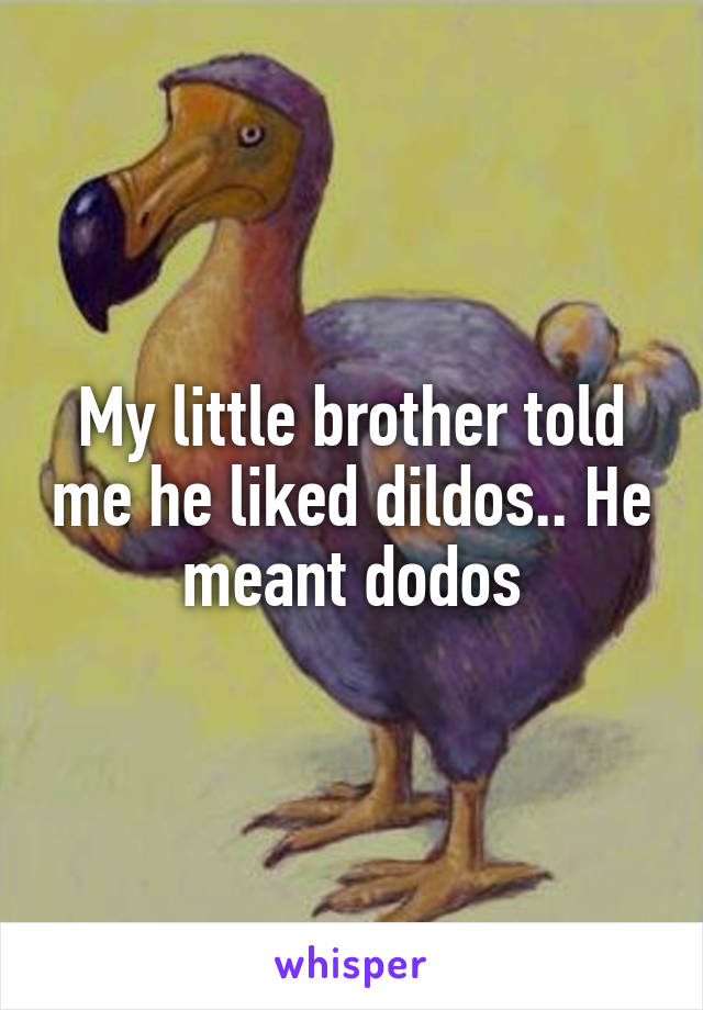 My little brother told me he liked dildos.. He meant dodos
