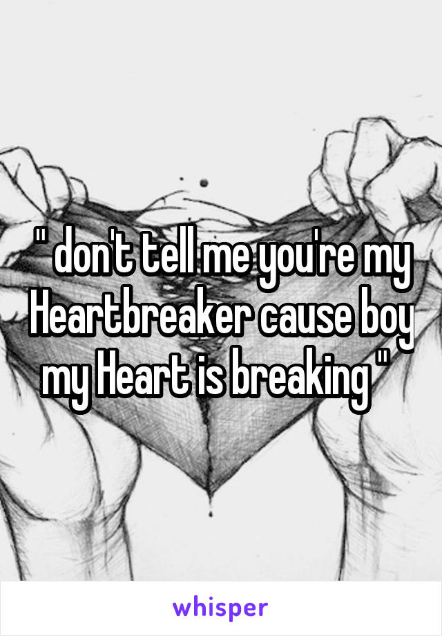 " don't tell me you're my Heartbreaker cause boy my Heart is breaking "  