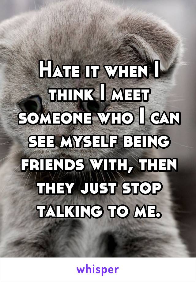 Hate it when I think I meet someone who I can see myself being friends with, then they just stop talking to me.