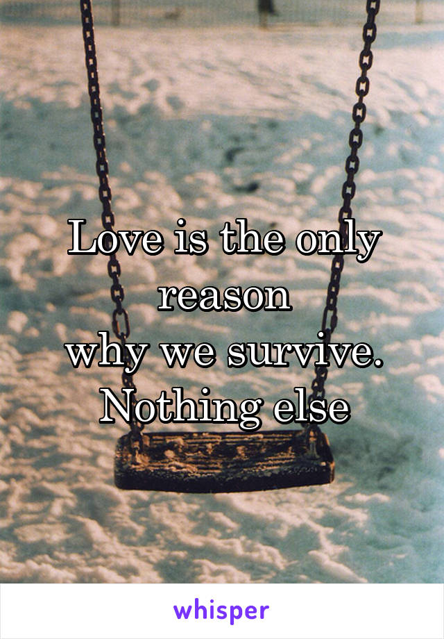 Love is the only reason
why we survive.
Nothing else