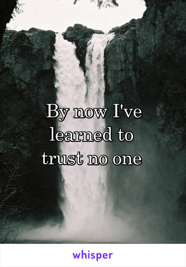 By now I've learned to 
trust no one 