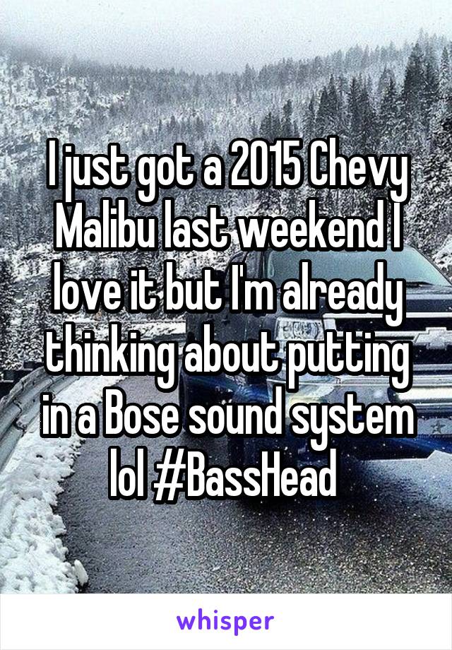 I just got a 2015 Chevy Malibu last weekend I love it but I'm already thinking about putting in a Bose sound system lol #BassHead 