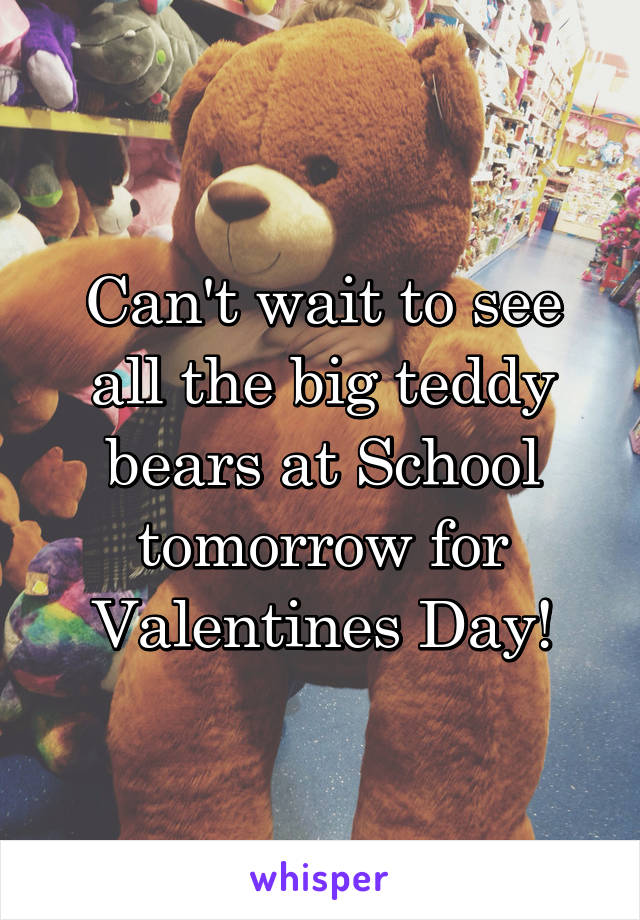 Can't wait to see all the big teddy bears at School tomorrow for Valentines Day!