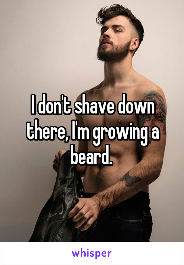 I don't shave down there, I'm growing a beard. 