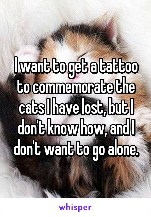 I want to get a tattoo to commemorate the cats I have lost, but I don't know how, and I don't want to go alone.