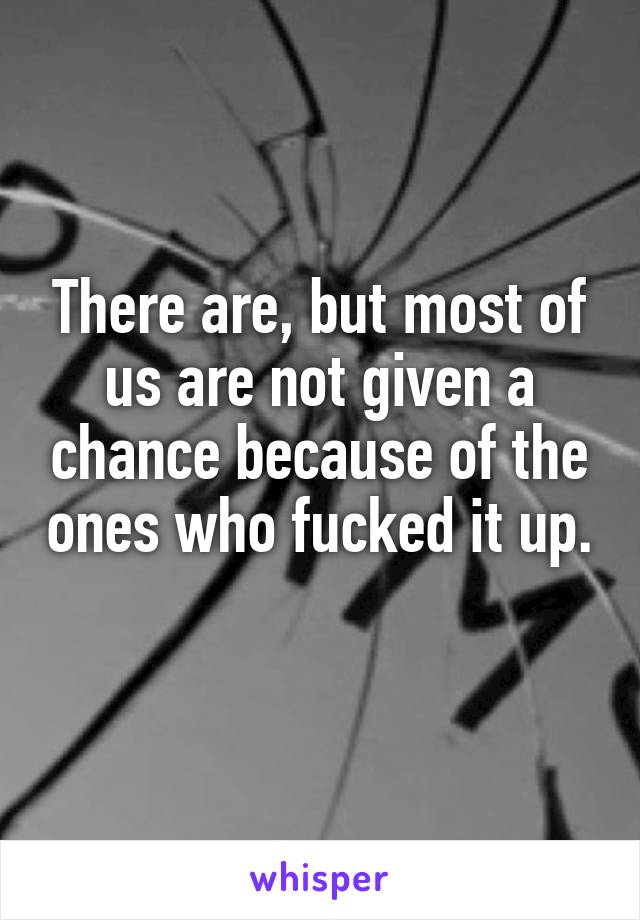 There are, but most of us are not given a chance because of the ones who fucked it up.
