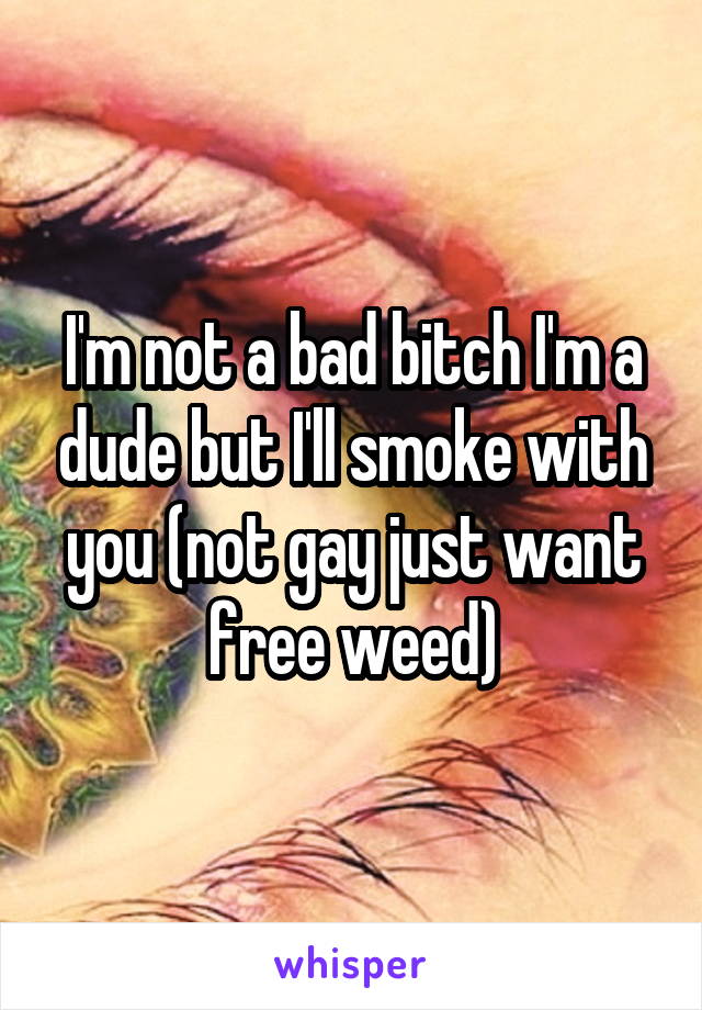 I'm not a bad bitch I'm a dude but I'll smoke with you (not gay just want free weed)