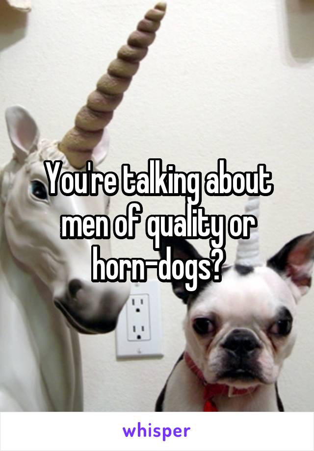 You're talking about men of quality or horn-dogs?