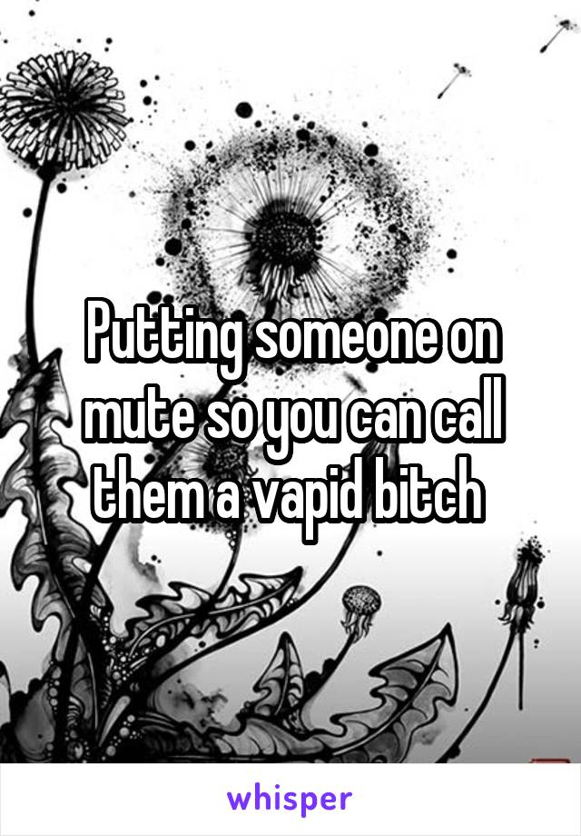 Putting someone on mute so you can call them a vapid bitch 
