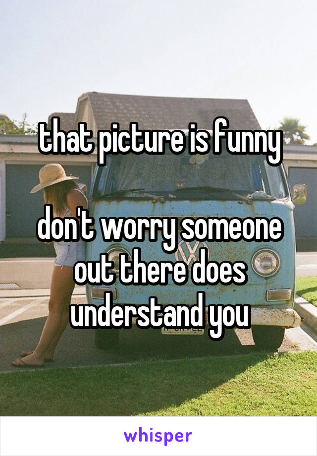 that picture is funny

don't worry someone out there does understand you