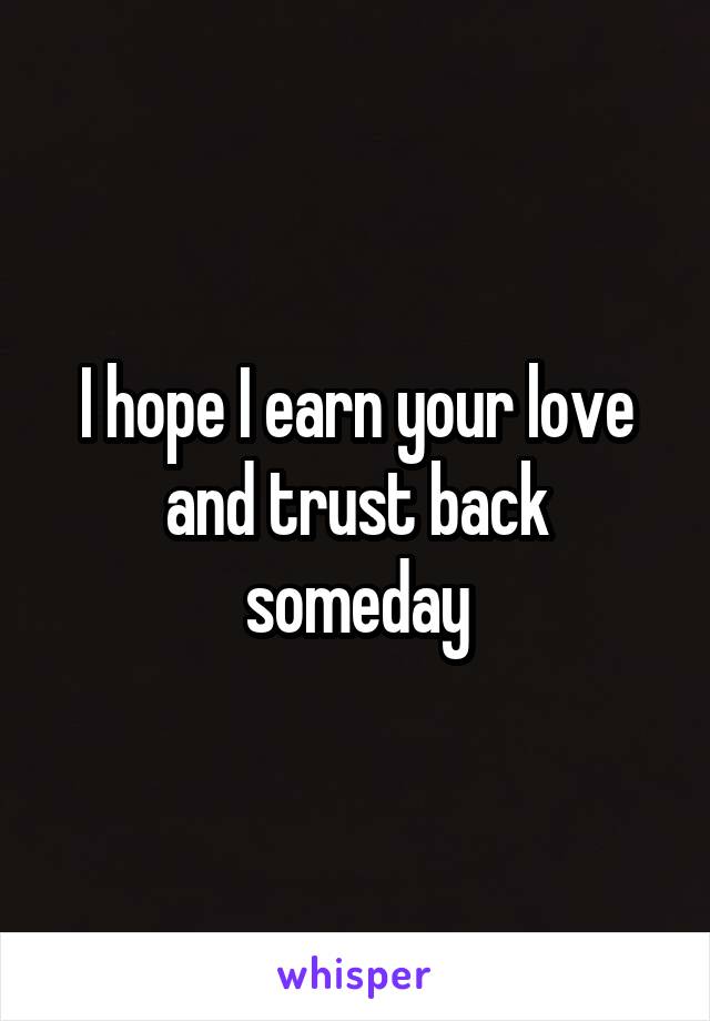 I hope I earn your love and trust back someday