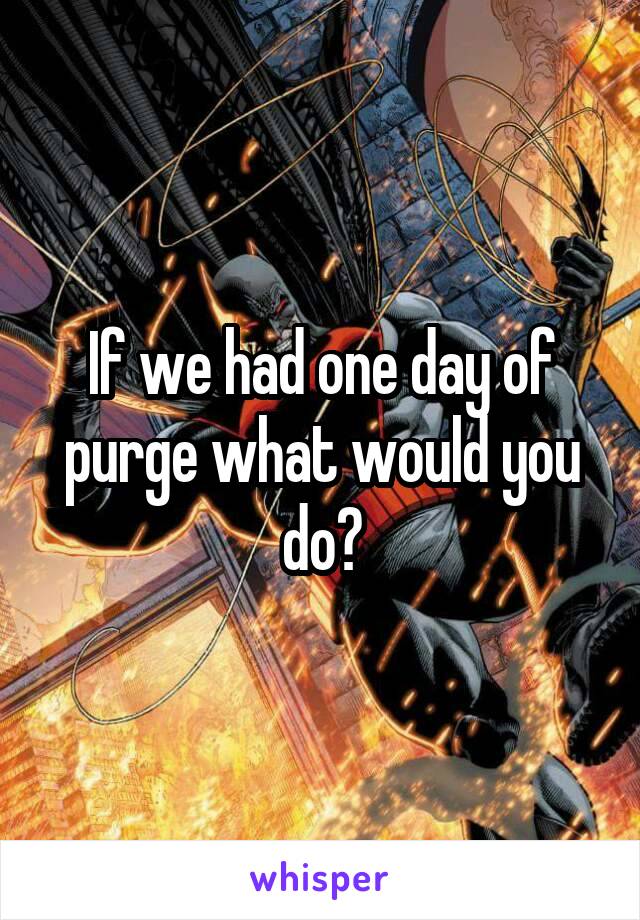 If we had one day of purge what would you do?