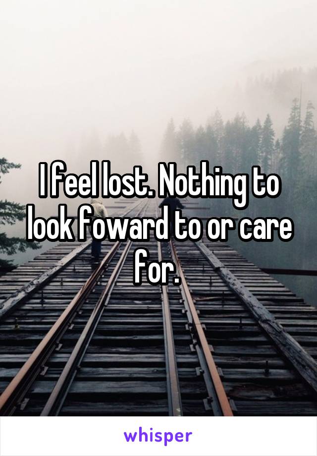 I feel lost. Nothing to look foward to or care for. 