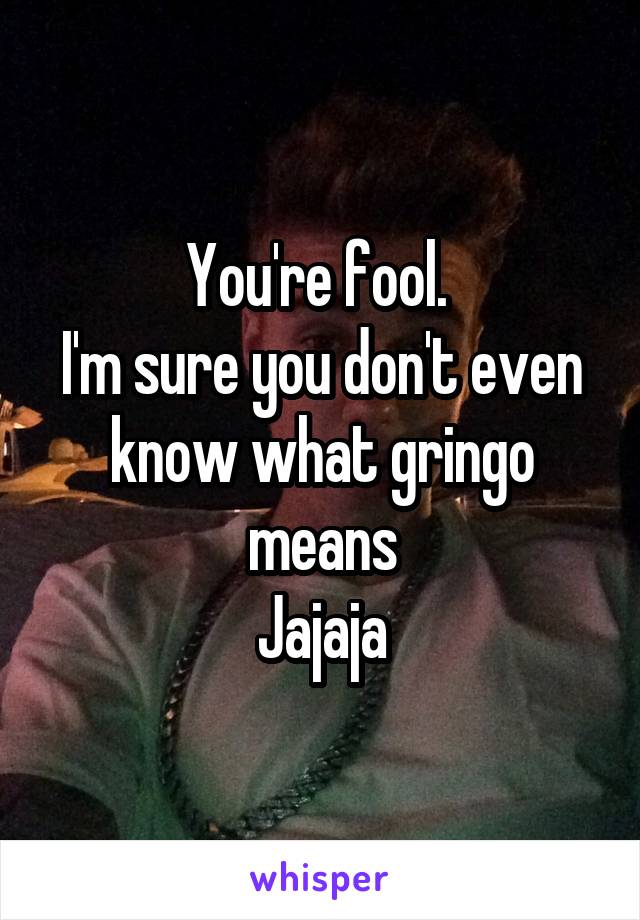 You're fool. 
I'm sure you don't even know what gringo means
Jajaja