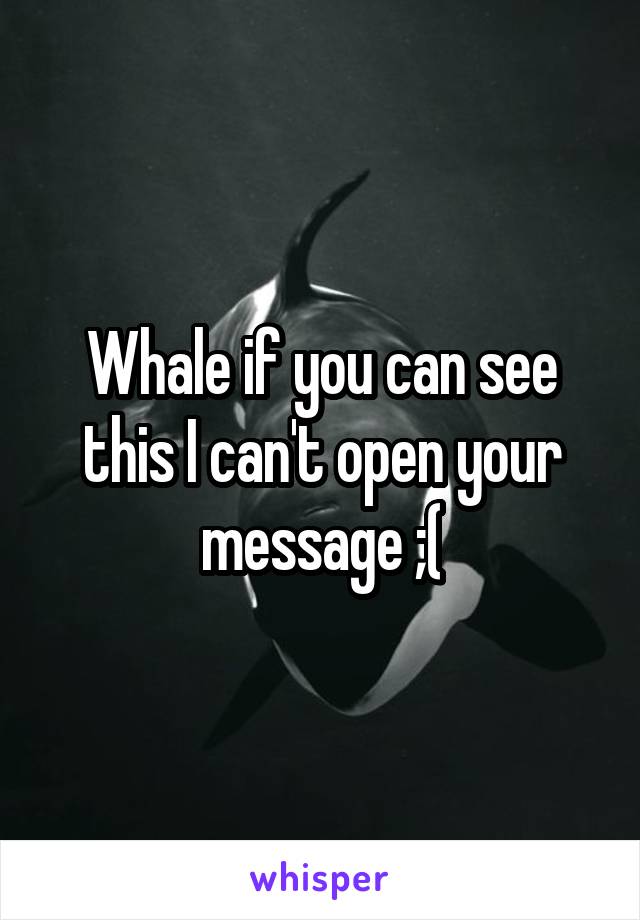 Whale if you can see this I can't open your message ;(