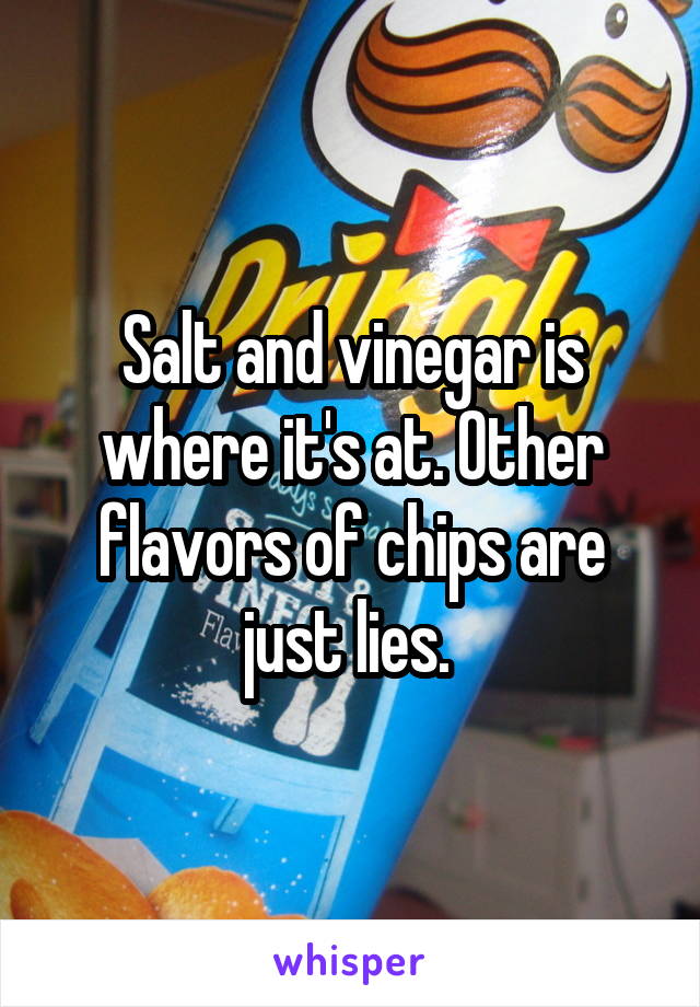 Salt and vinegar is where it's at. Other flavors of chips are just lies. 