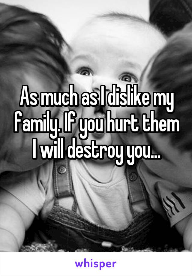 As much as I dislike my family. If you hurt them I will destroy you...
