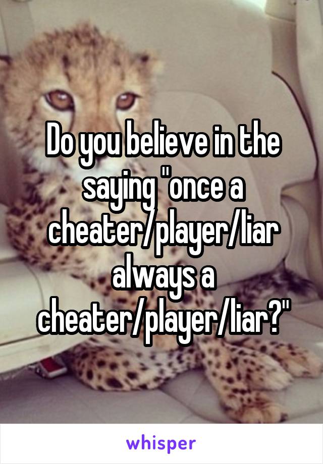 Do you believe in the saying "once a cheater/player/liar always a cheater/player/liar?"