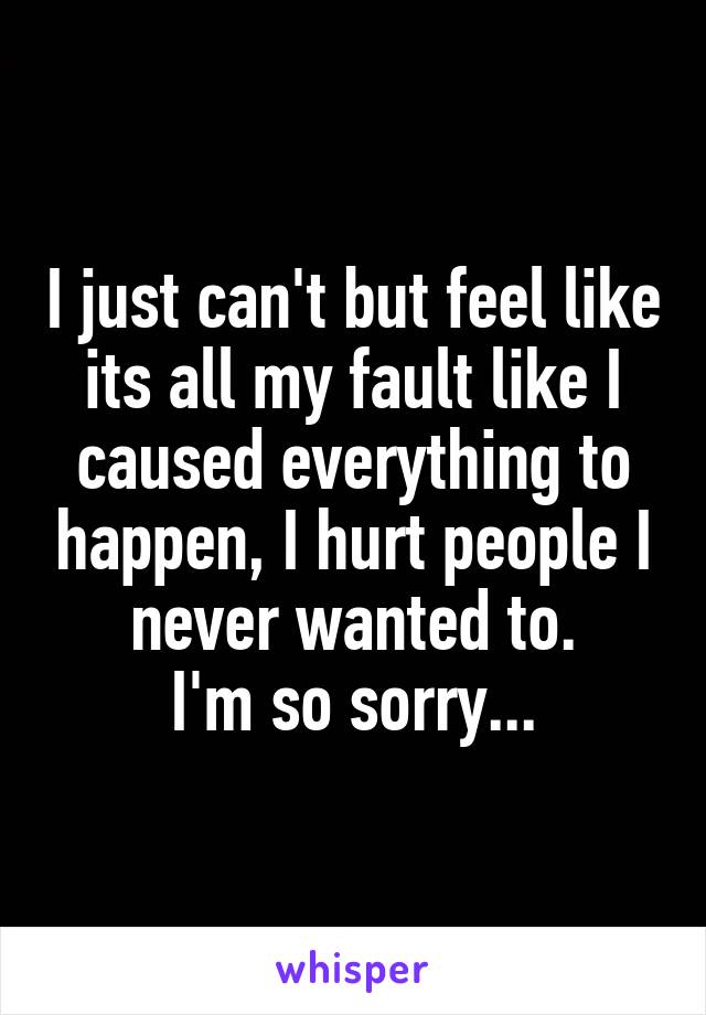 I just can't but feel like its all my fault like I caused everything to happen, I hurt people I never wanted to.
I'm so sorry...